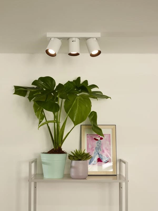 Lucide NIGEL - Ceiling spotlight - LED Dim to warm - GU10 - 3x5W 2200K/3000K - White - atmosphere 1